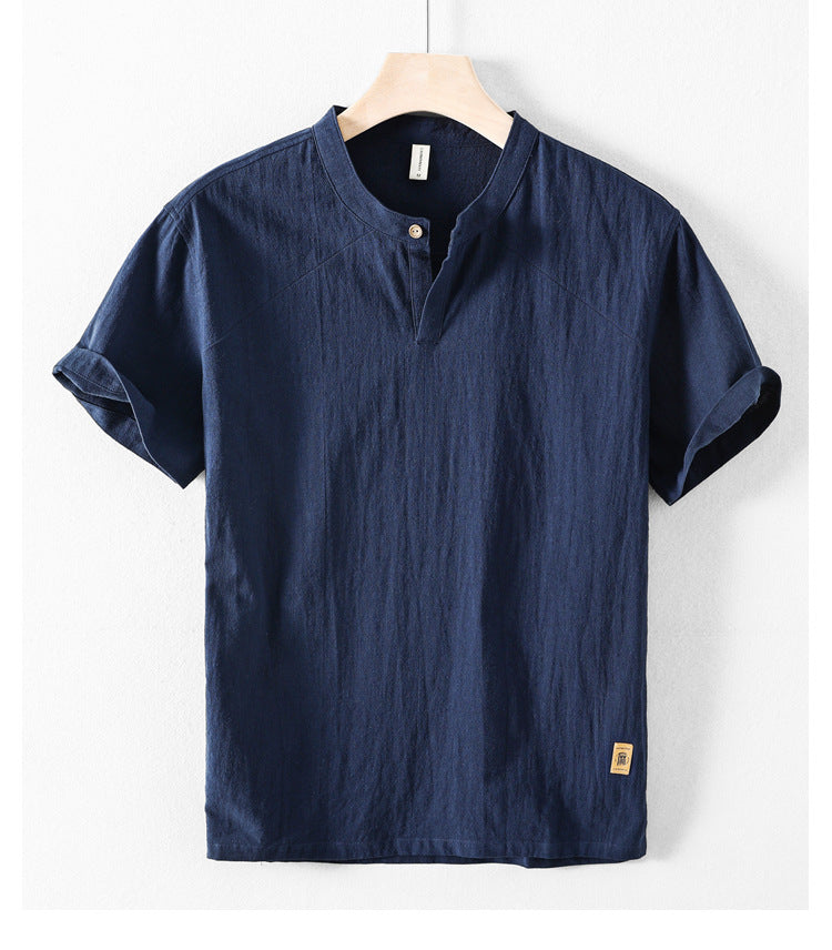 Retro Breathable Casual Summer Men's Linen Short Sleeve Shirt