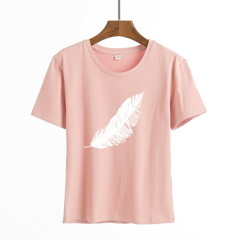 Short Sleeve Feather WISH Cartoon