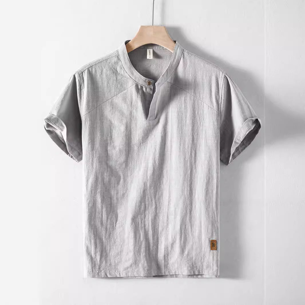 Retro Breathable Casual Summer Men's Linen Short Sleeve Shirt