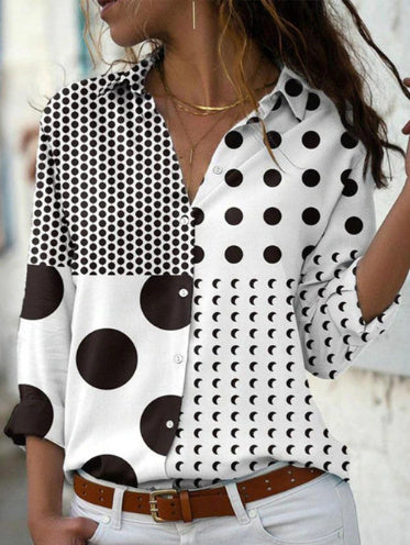 Digital Printing Long Sleeve Lapel Casual Shirt