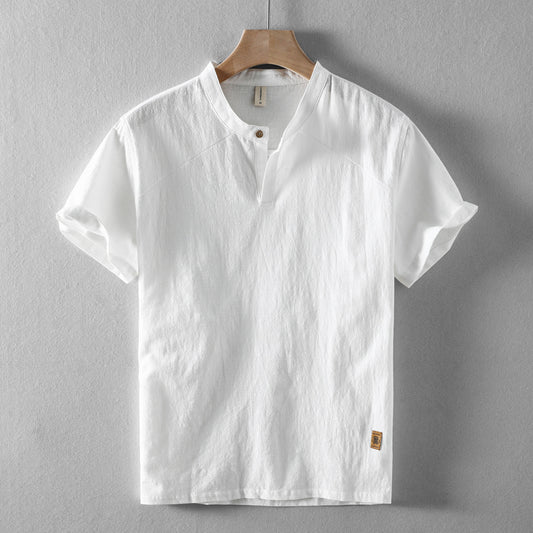 Retro Breathable Casual Summer Men's Linen Short Sleeve Shirt