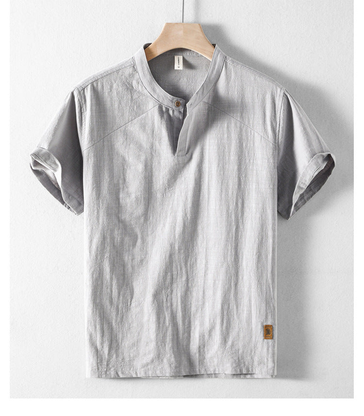 Retro Breathable Casual Summer Men's Linen Short Sleeve Shirt