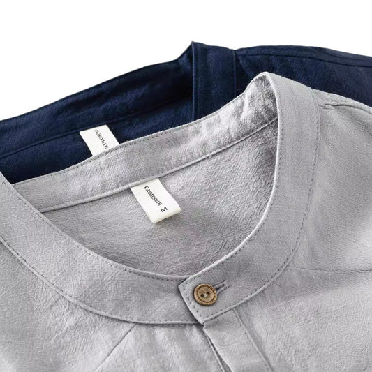 Retro Breathable Casual Summer Men's Linen Short Sleeve Shirt
